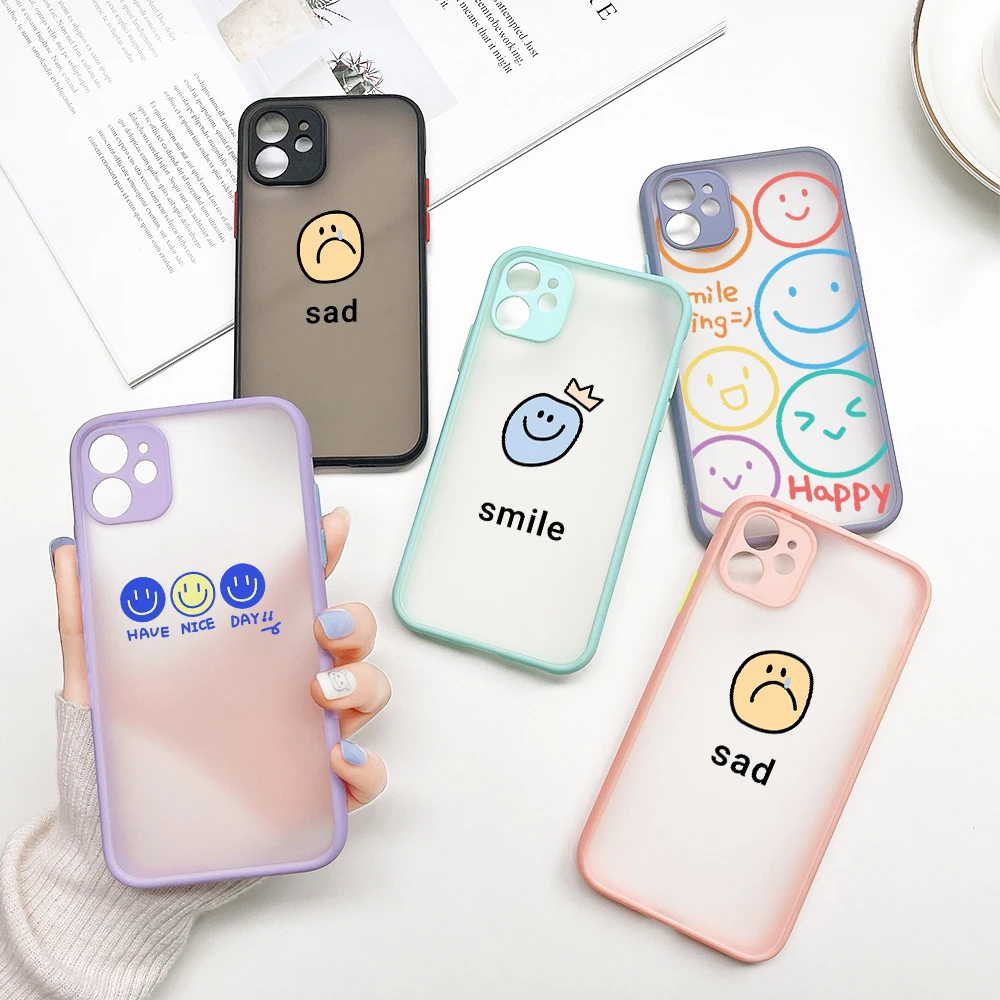 

S20 FE Case For Samsung A12 Case Matte Funda Samsung A52 A32 A21S A51 A31 A30 A70 A71 A72 M31 A22 A13 A50 S21 Ultra Smiley Cover