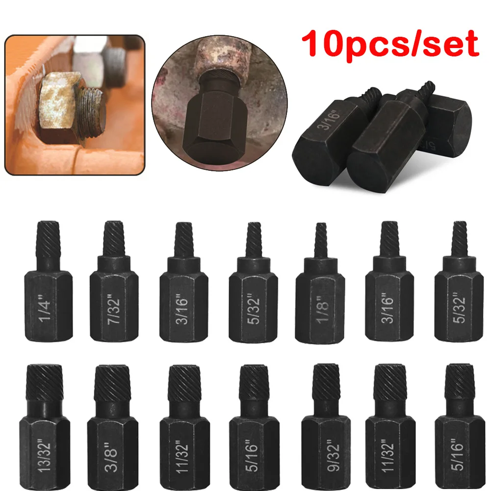 

Set Disassemble Demolish Extractor 10pcs/lot Bolt Slip Bolt Stripped And Remover Screw Broken Screws Tools Bit Drill Stud Teeth