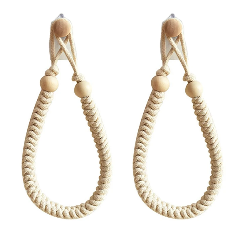 

2Pcs Nordic Toilet Paper Rack Without Punching Hand-Woven Roll Paper Rack Hemp Rope Toilet Toilet Paper Towel Rack