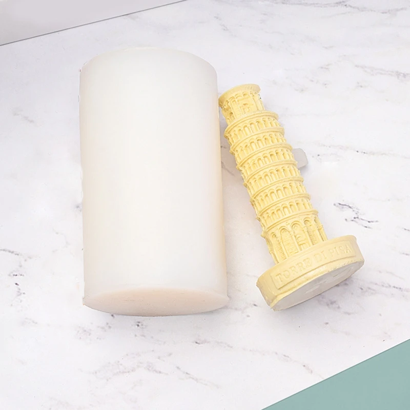 

517E Candle Mold Reusable Silicone Mold Leaning-Tower of-Pisa Design Easy to De-mold