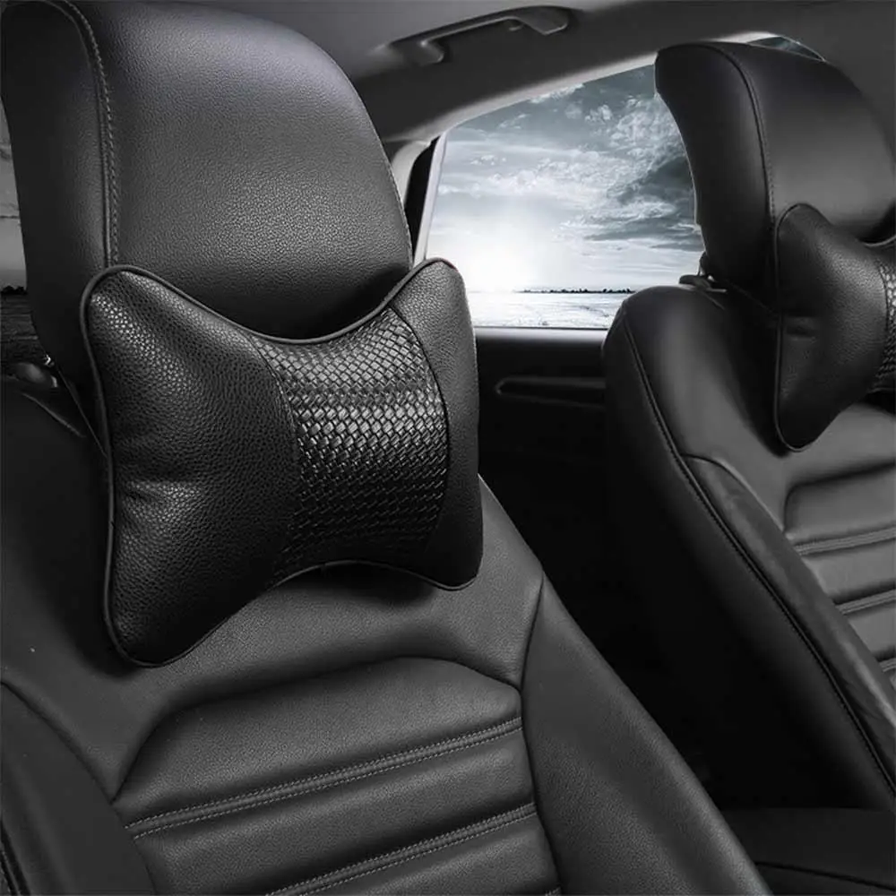 Автомобильные подушки под шею из искусственной кожи удобная мягкая