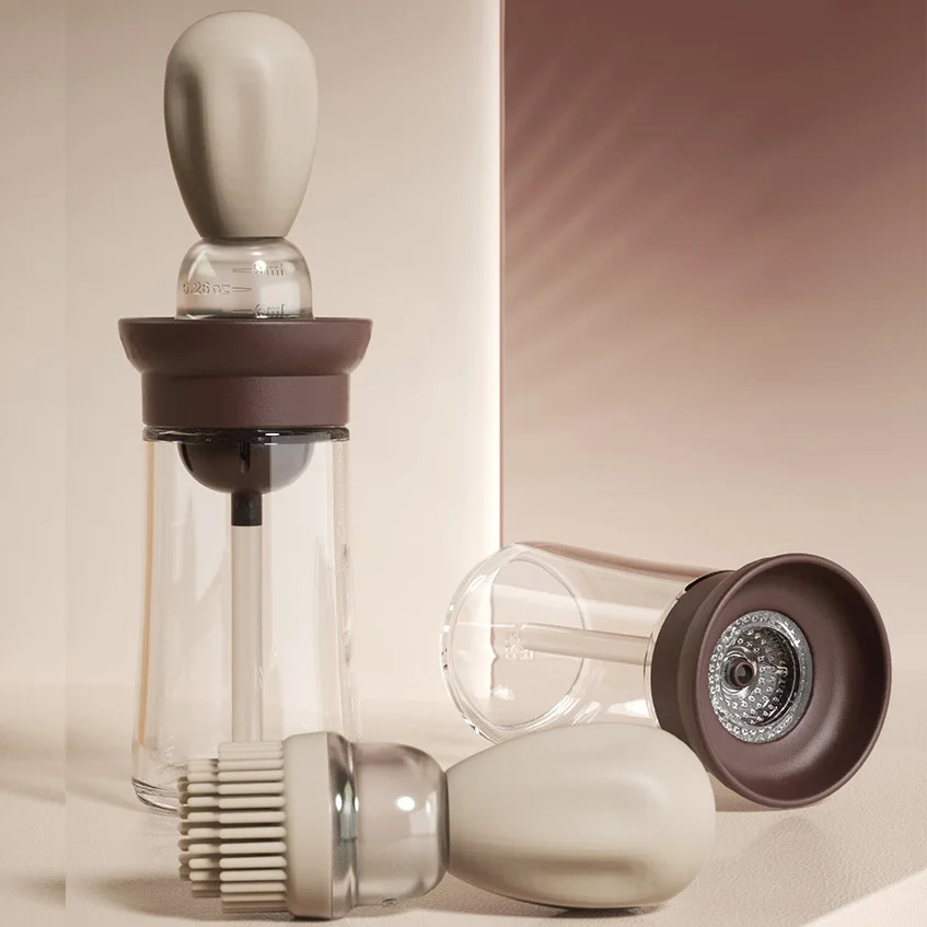 2 in 1 oil bottle oil brush with scales dispenser oil sprayer jars sauce spice cooking baking bbq seasoning kitchen gadget sets free global shipping