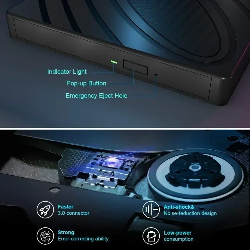 USB 3.0 Type-C Внешний привод DVD/CD устройство записи для ПК ноутбука высокоскоростной DVD
