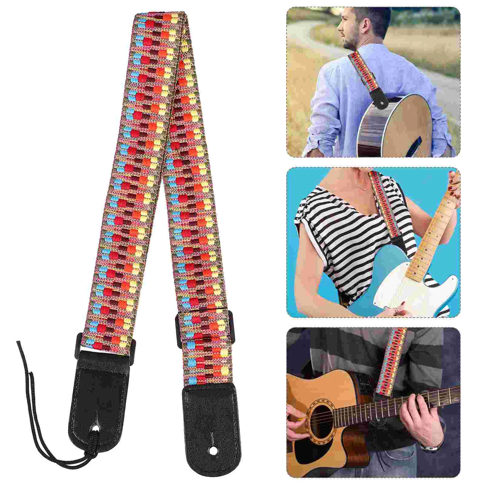 

Guitar Strap Ukulele Belt Shoulder Neck Bass Picks Accessories Polyester Electric