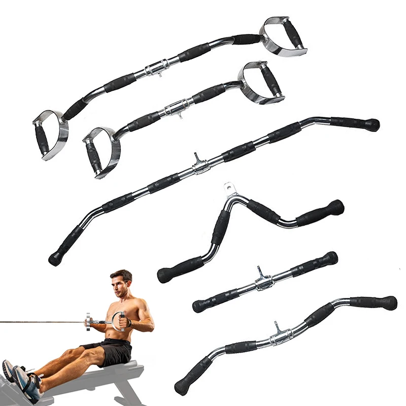 

Fitness Heavy Duty Lat Pull Down Bars For Gym Home Pulley Cable Rowing Machine Attachments Biceps Triceps Press Down Handle Grip