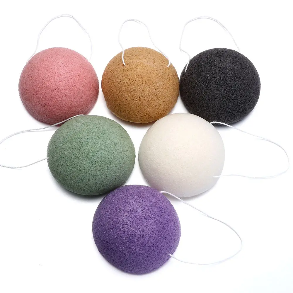 Фото Губка Konjac для мытья лица, круглая губка konjac konnyaku, очищающий отшелушивающий крем для лица, спонж для купания, спонж для мытья лица №3