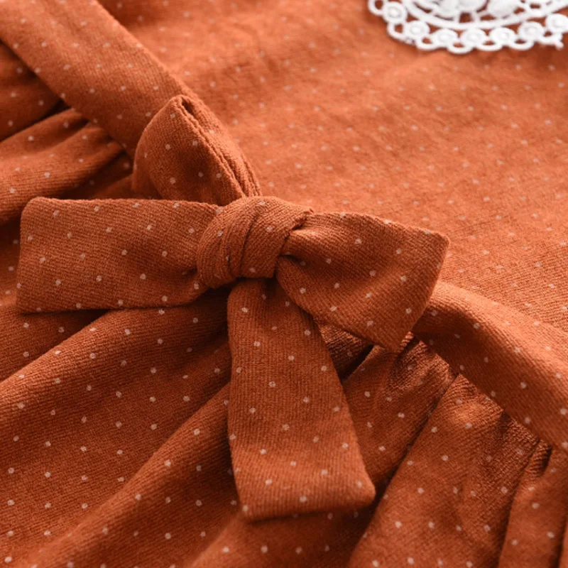 Bear Leader Baby Girls Long Sleeve Dresses New Kids Girl Polka Dot Spring Costumes Chidlren Bowknot Sashes Vestidos For 2-6Y