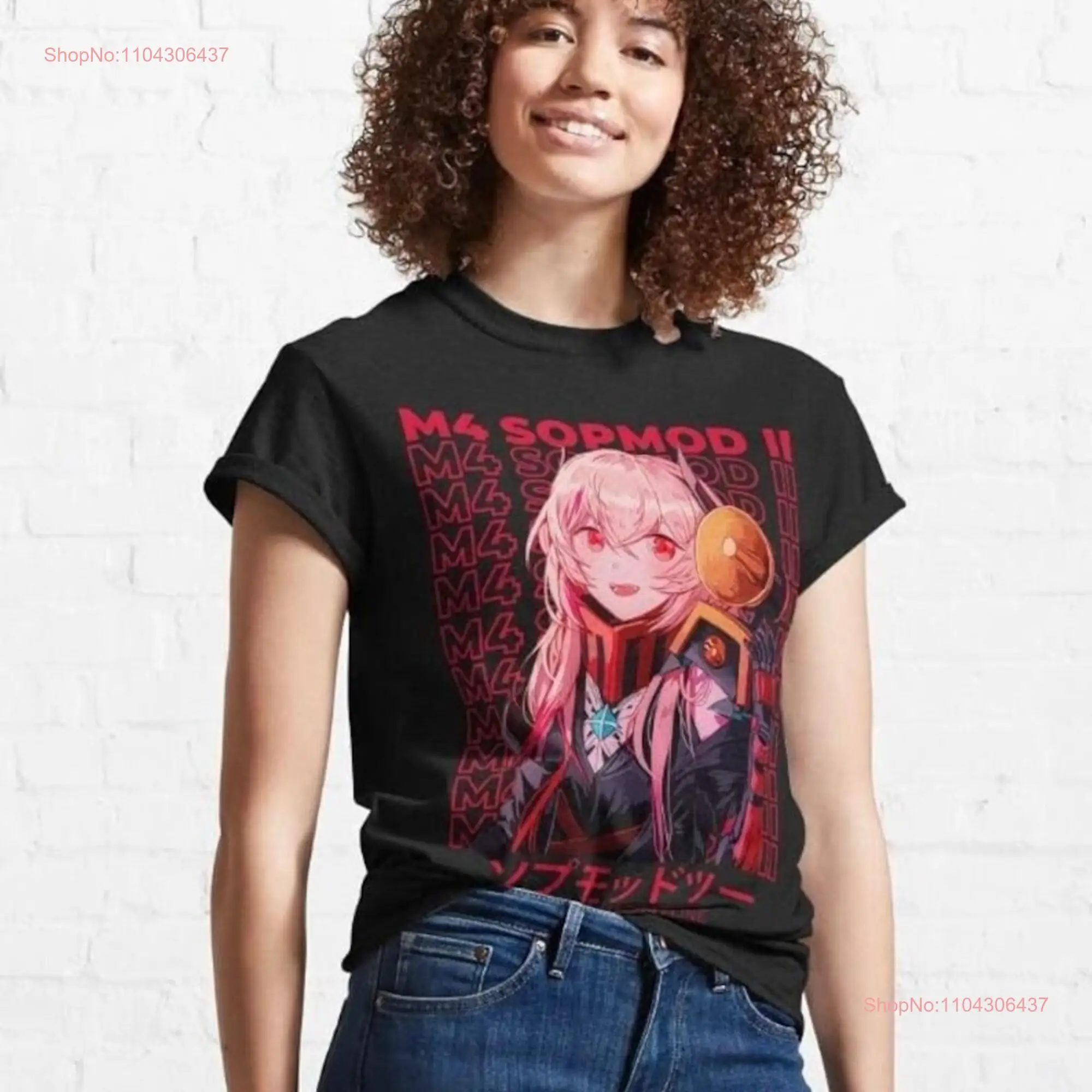 Игровая футболка Frontline M4 SOPMOD II для девочек в стиле аниме Waifu с длинными или
