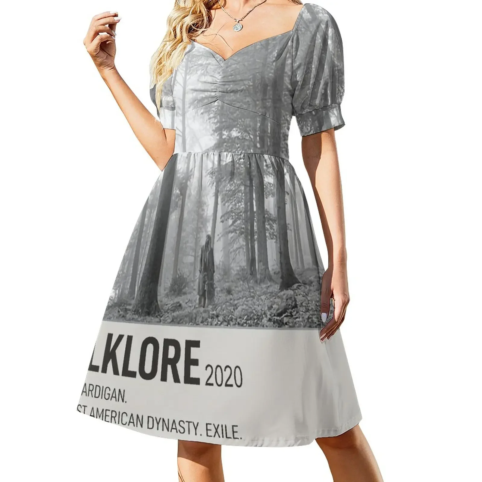 Минималистичный плакат с фольклорными альбомами платье короткими рукавами