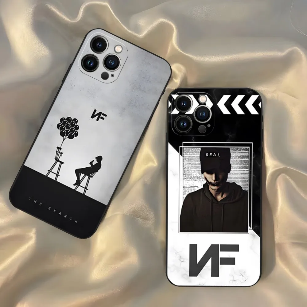 Чехол Rapper NF для телефона Iphone 15 14 13 12 11 Pro Max Xr X Xs Mini 8 Plus SE 2022 черный мягкий