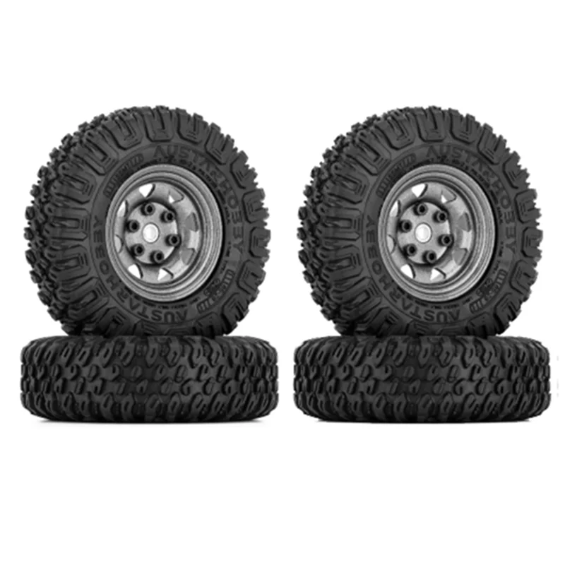 

4PCS 85mm 1.55 Metal Beadlock Wheel Rims Tires Set for 1/10 RC Crawler Car Axial Jr D90 ,Titanium