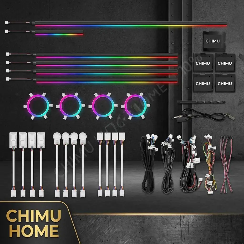 Фото 【CHIMU HOME】 Универсальная динамическая цветная светодиодная лента C2 22-в-1 для интерьера автомобиля с подсветкой динамиков и управлением через приложение №1