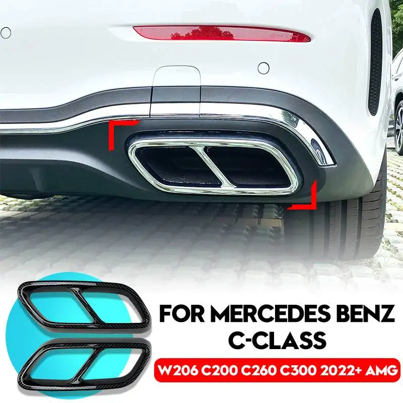 Для Mercedes Benz C Class W206 C200 C220 C260 C300 2022 Стайлинг автомобиля выхлопная труба глушитель наконечник крышка отделка стикер