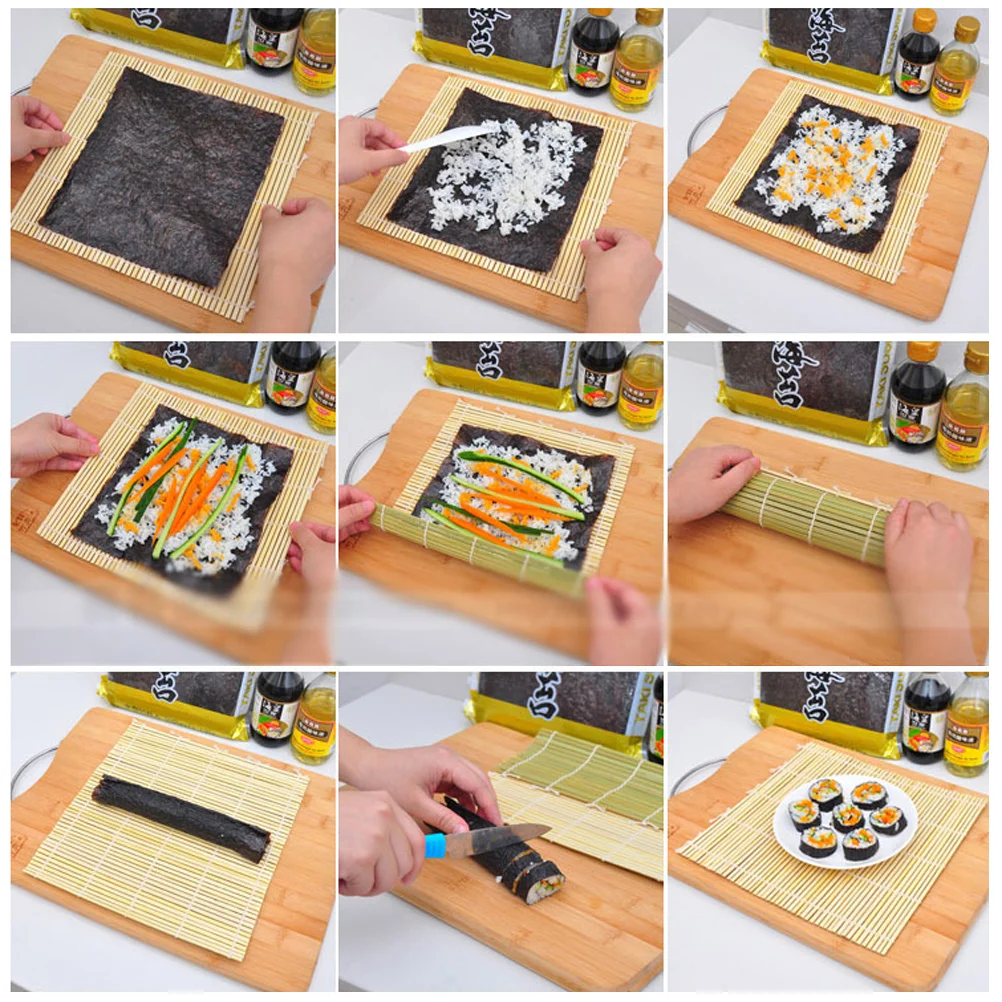 

1 Pc Sushi Roller Mat Square Premium Natural Sushi making Roller Sushi Rolling Pad (24x24cm)