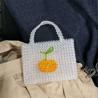 transparent cute fashion shiny beaded bag handmade orange ornament handbag bag pack for women purse designer high quality summer