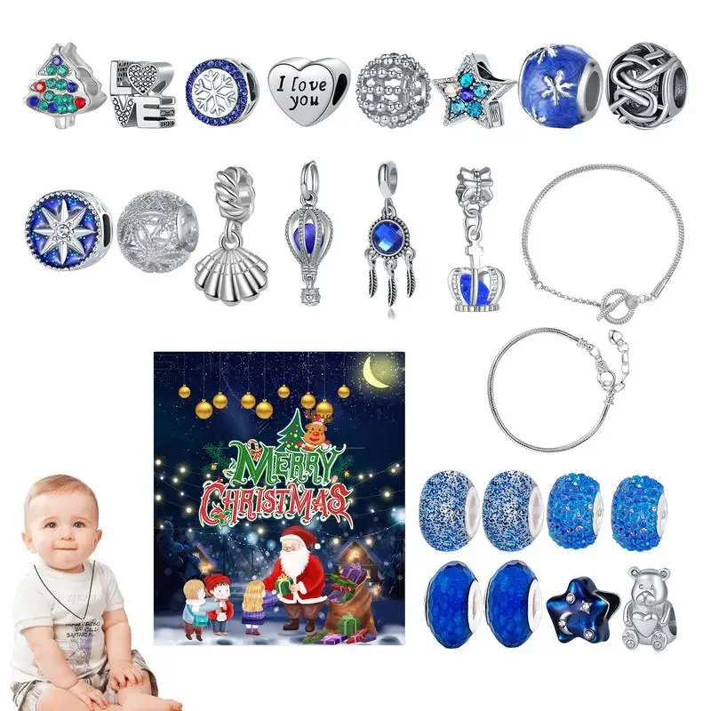 

Charm Bracelet Making Kit 24 Days Countdown Advent Calendar DIY Creative Pendant Bracelet Necklace Calendar Kit