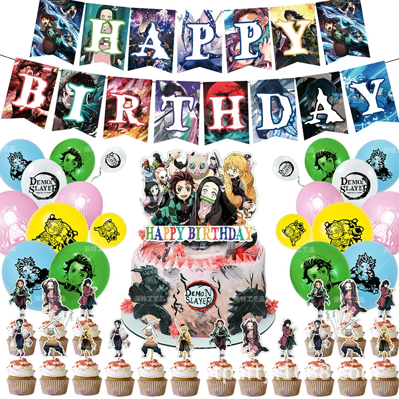 

Demon Slayer Birthday Party Decoration Toy Set Kamado Tanjirou Nezuko Cartoon Anime Figures Family Festival Party Gift