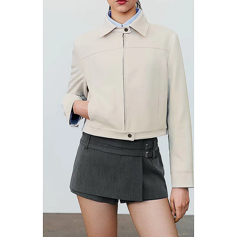 Женская Осенняя винтажная однобортная короткая куртка пальто модные весенние