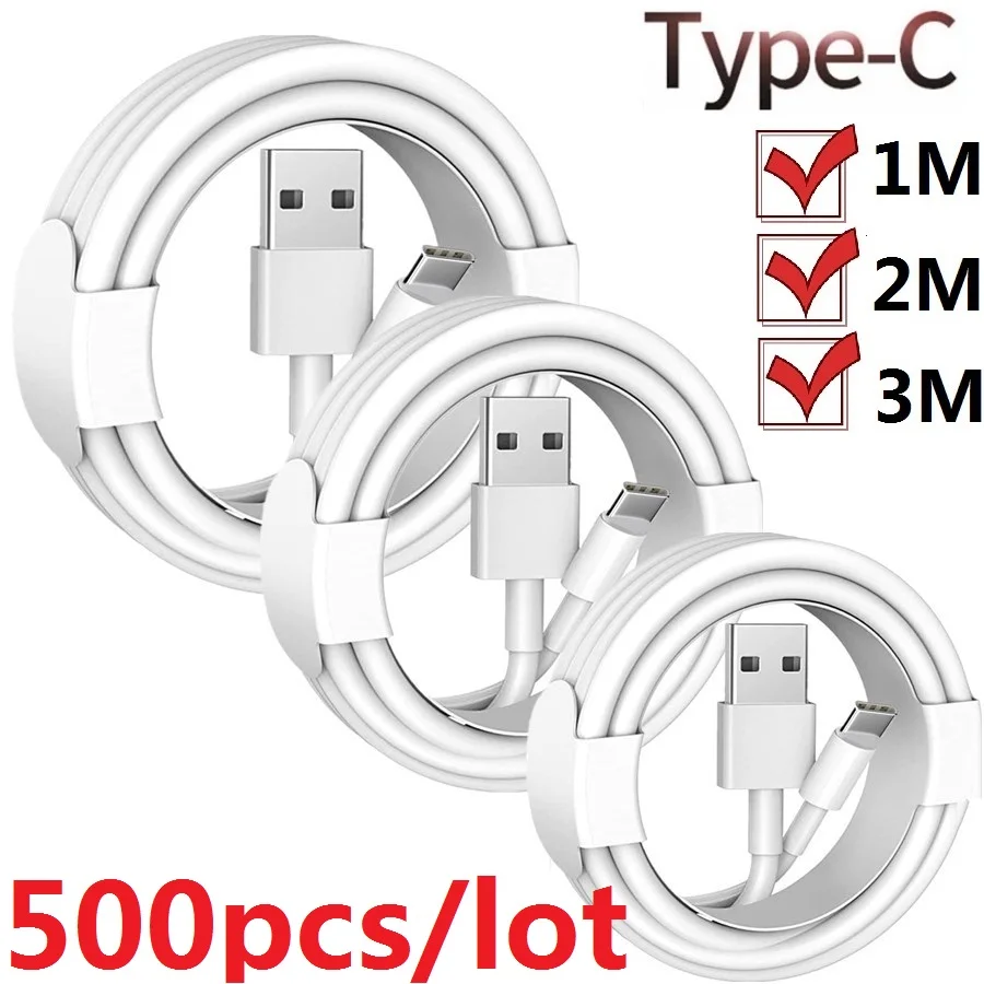 

500pcs/lot 1M 2M 3M Type c Micro USB Cable USb-C Cables For Samsung S10 S20 Huawei P30 P20 Xiaomi Mi 9 Htc lg Mobile Phone Wire