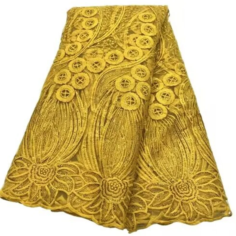 

Французская сетчатая кружевная ткань 2023, Высококачественная африканская сетчатая кружевная ткань с блестками, вышитая ткань для свадьбы, 5 ярдов