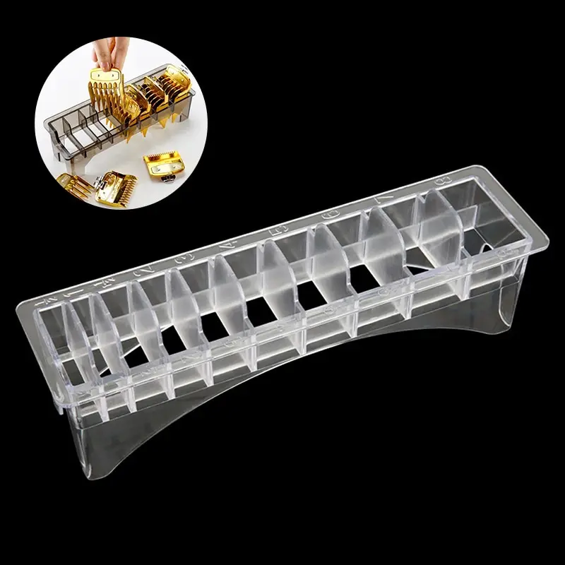 

10 Grid Guide Limit Comb Storage Box Electric Hair Clipper Rack Holder Organizer Case Barber Salon Hairdressing Tools