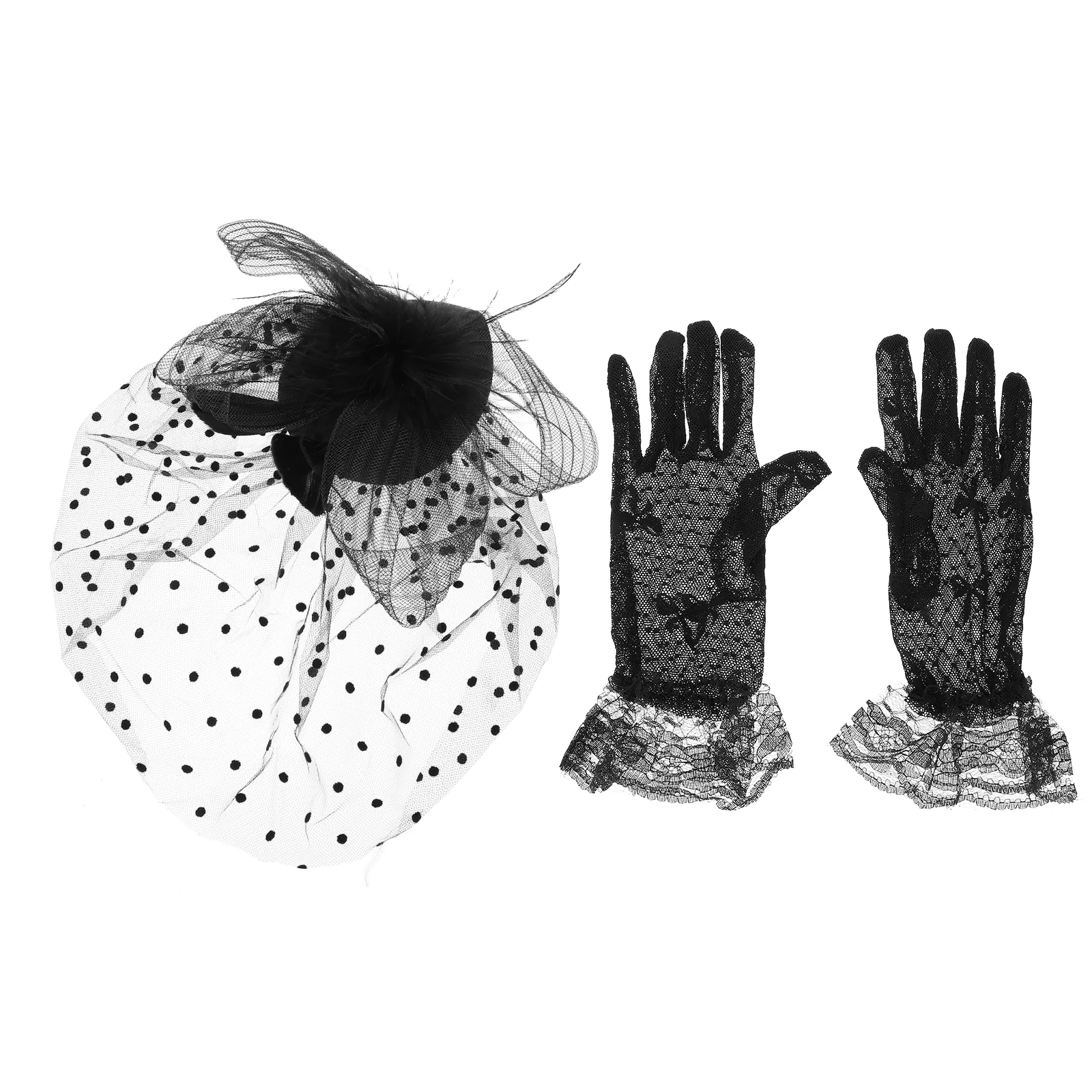 

Bridal Setations For Ceremony Party Hair Accessory Women Veil Hat Costume Glovess For Dance Headdress Net Yarn