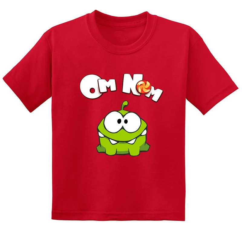 Горячая Распродажа Забавная детская футболка с принтом Om Nom Frog мультяшная одежда