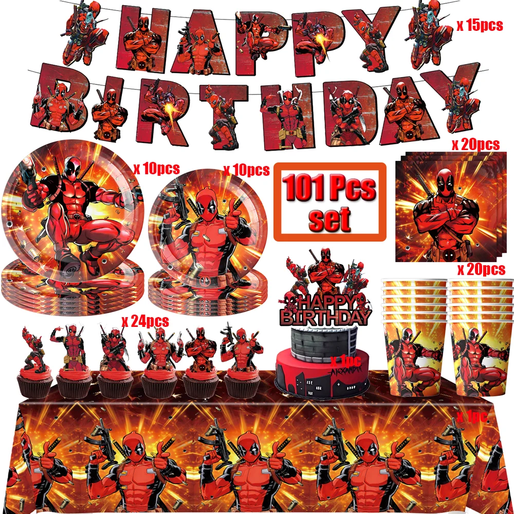Декор на день рождения Диснея Дэдпула и Росомаха набор одноразовой посуды
