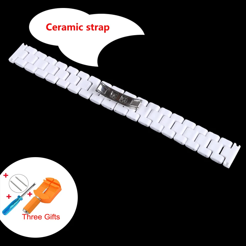 Ceramic Watch strap 14mm 16m 18mm  Watch band for women wristwatch band with tools high quality Bracelet strap for Smart watch