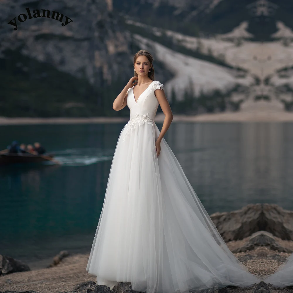 

YOLANMY 2 Glamorous Wedding Dresses For Mariages Appliques Vestido De Casamento Customised