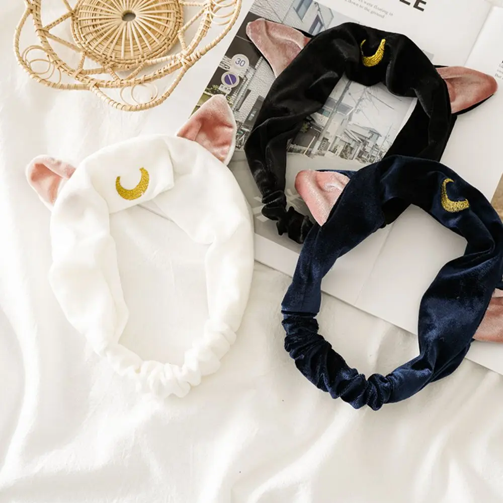 

50Pcs Cute High Quality Velvet Wash Face Hair Holder Hairbands for Women Girls Lovely Cat Ear Turban Fashion Hair Accessories