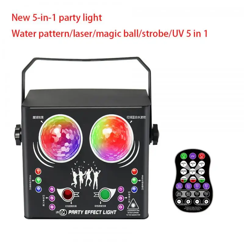 5 in 1 Led Stage Light Party Dj Disco Light With Water Wave /Laser/Magic Ball/Strobe/UV DMX512 Projector Lamp For Stage Show