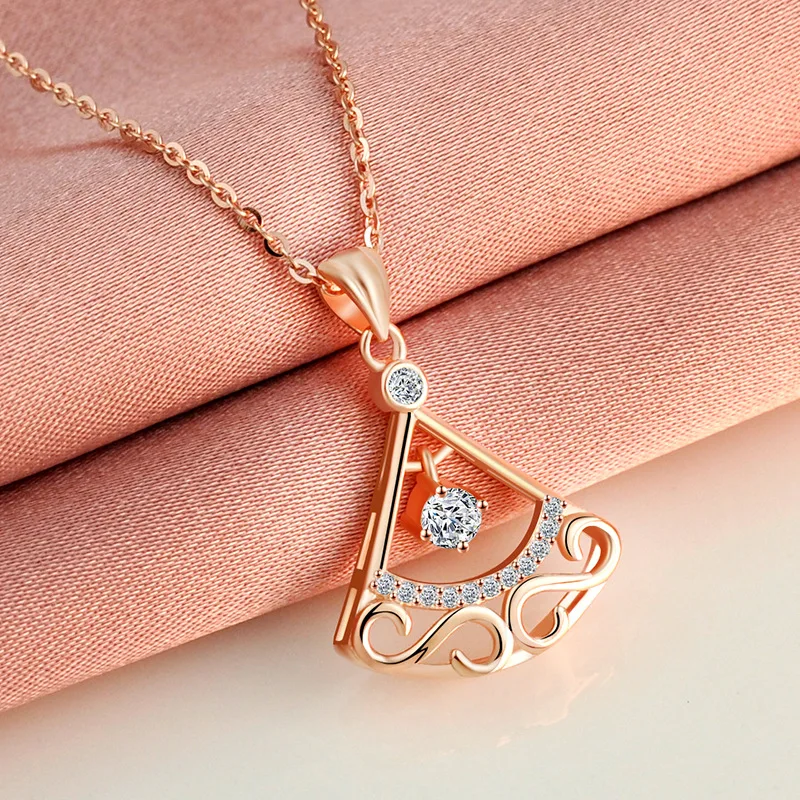 

Necklace Women's S925 Sterling Silver Rose Gold Plated Skirt Clavicle Chain Light Luxury Minority Design Color Silver Pendant Ne