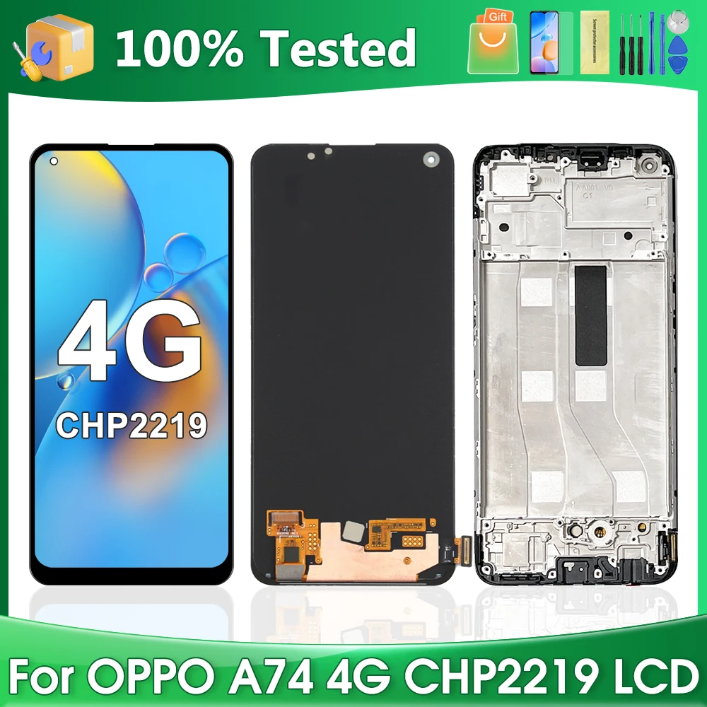 Оригинальный дисплей A74 4G 6,43 дюйма для Oppo A74 CHP2219, детали для замены ЖК-дисплея для Oppo A74 4G TFT Lcd