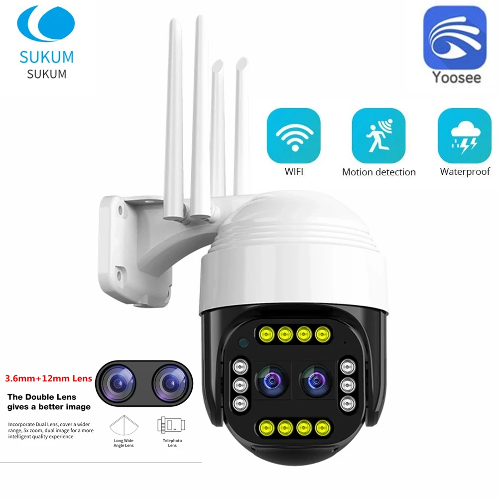 

Yoosee Outdoor WIFI Camera 1080P Dual Lens Two Ways Audio Waterproof Smart Home Speed Dome Security Wireless CCTV Camera