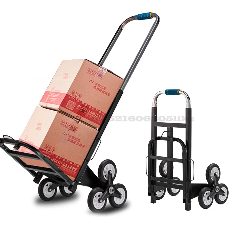 Hand cart push car heavy king moving cargo trailer pull goods on the stairs shopping