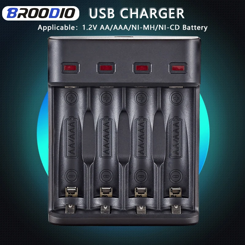 

4-slots USB Charger 1.2V NI-MH NI-CD AA AAA Rechargeable Battery Charger AAA AA Battery Smart Independent Charging USB Chargers