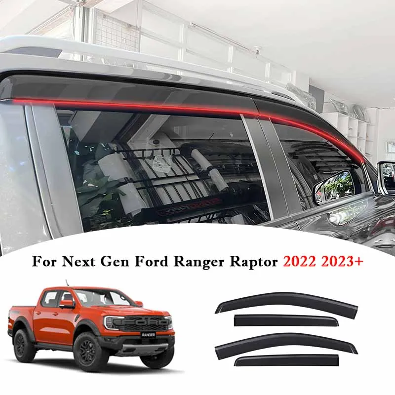 

Солнцезащитный козырек от дождя, оконный козырек для Ford Ranger Raptor Next Gen 2023 2024, модель двойной кабины, защита от атмосферных воздействий, 4 шт.