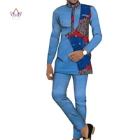 bazin riche men 2 pieces pants sets african design clothing african men clothes casual men top shirts and pants sets wyn981