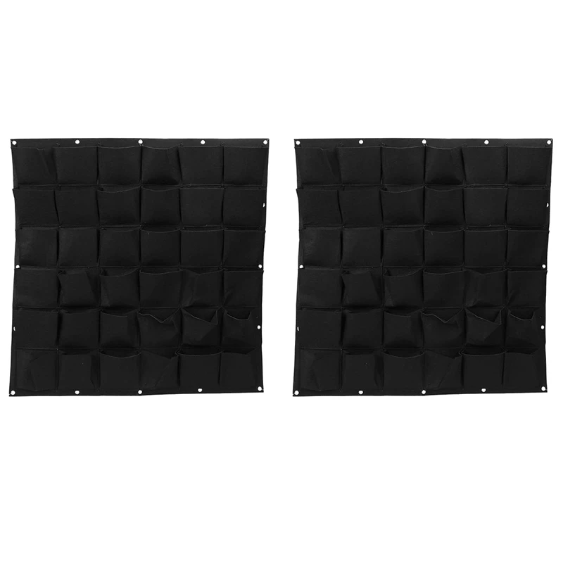 

2X 36 Pockets Vertical Hanging Wall Garden Planter Plant Grow Bag For Flower Vegetable (36 Pockets, Black)