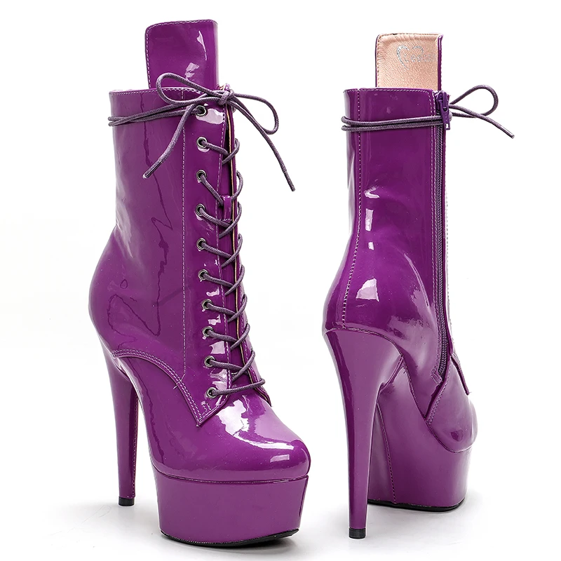 Leecabe 15CM/6Inch   Patent  Upper  Women's Platform party High Heels Shoes Pole Dance boots