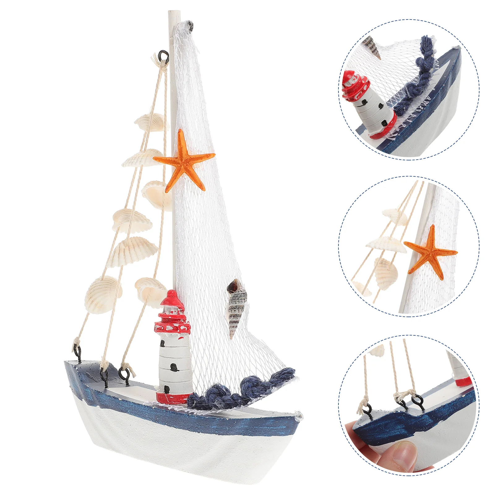 

Sailboat Boat Wooden Model Decor Nautical Ship Sailing Beach Room Ornament Boys Figurine Statue Decoration Wall Sculpture Mini