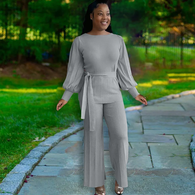 Уличный комплект из двух предметов женский топ с поясом и рукавами-фонариками