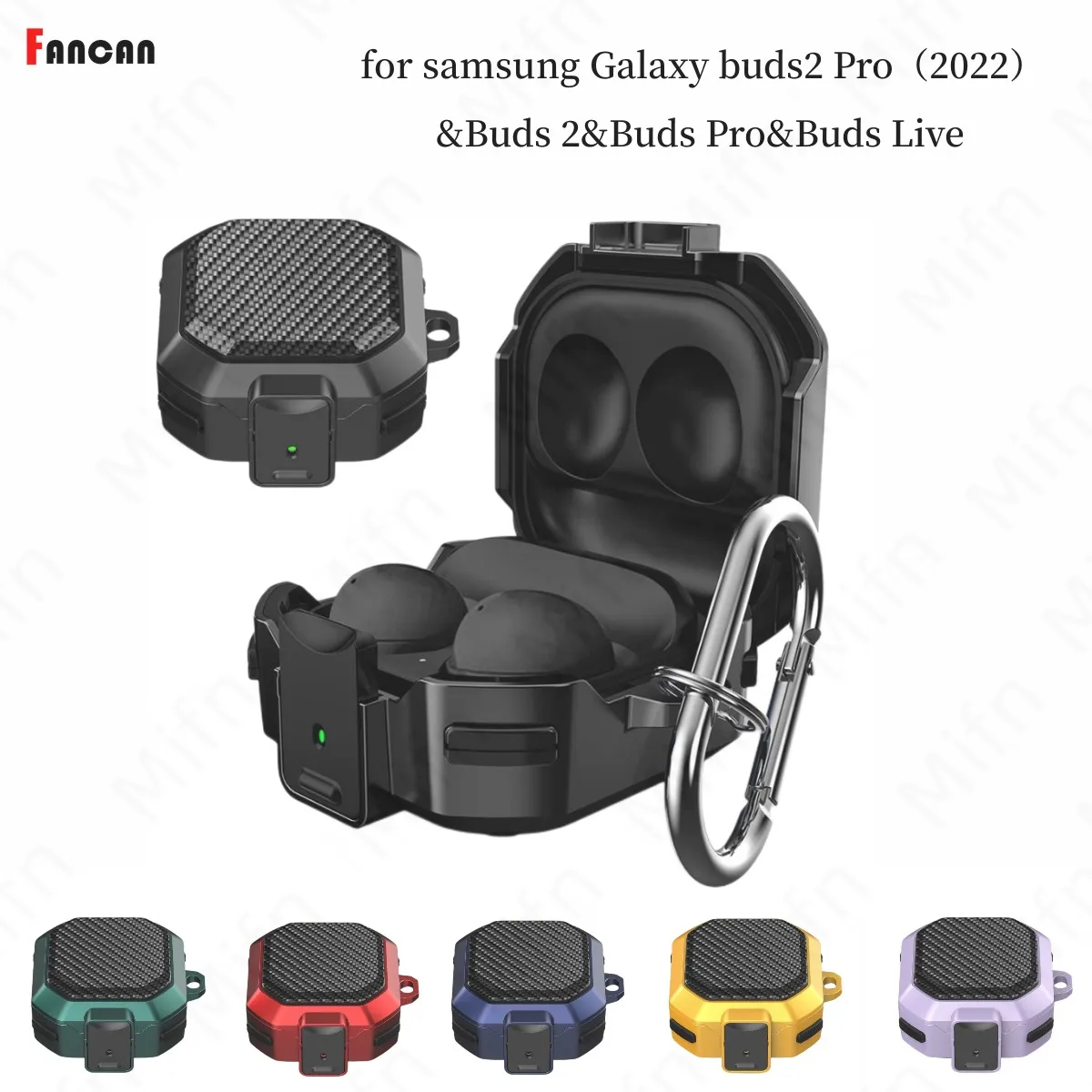 Luxury Cover For Samsung Galaxy Buds Pro Live 2 Case Carbon Fibre Switch Buckle Armor Cover For Galaxy Buds 2 Live Pro Earpods