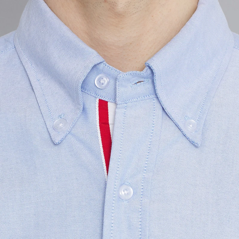 TB THOM Men's Shirt Clothing White Top Fashion Brand Striped Closure Slim Casual Oxford Fine Cotton Long Sleeve Women's Shirts