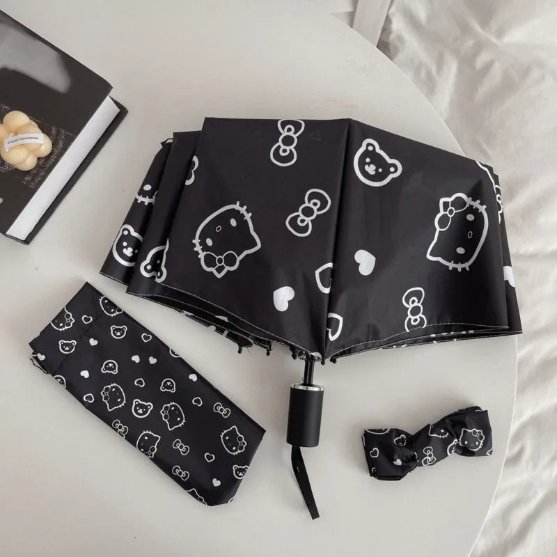 Полностью автоматический зонт для женщин черный цвет защита от дождя солнца