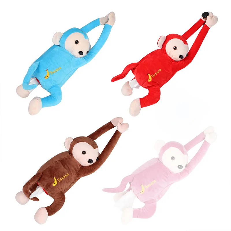 

Car Tissue Dispenser Cartoon Creative Car Tissue Home Car Dual-Use Leather Monkey Tissue Dispenser Interior Decoration Supplies