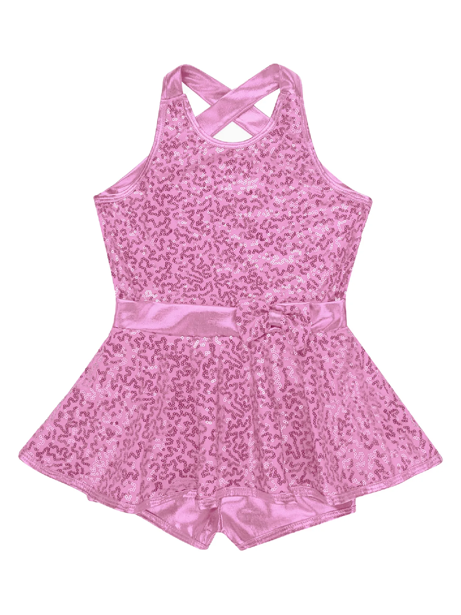 Детский комбинезон для балета и танцев девочек гимнастический трико без рукавов