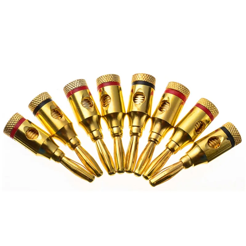 

8pcs Banana Connector Copper Gold Plated 4mm Speaker Terminal Audio Plugs Adapter Free Soldering Hifi Banana Plug Amplifier DIY