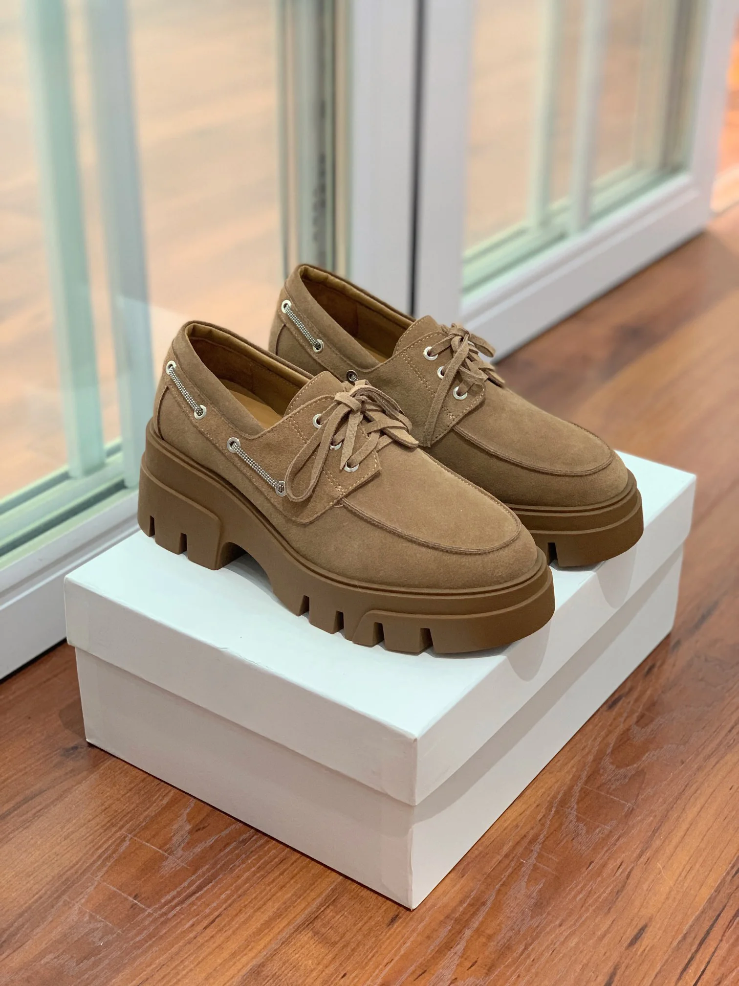 

Women's Shoes Suede Platforms Calfskin Lace-up Shoes Real Acutal Photos